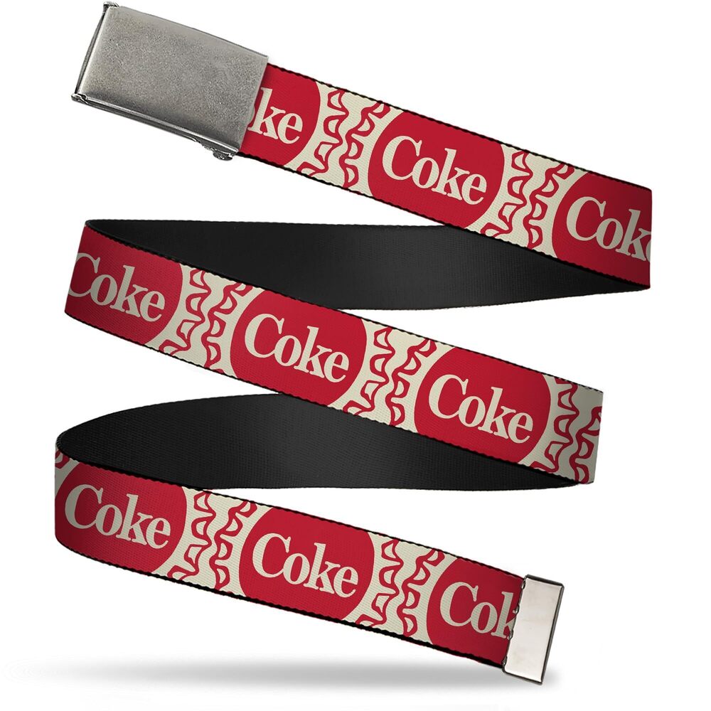 7450 Adjustable Belt, Clamp Buckle, Cut-to-Fit, Vintage Coke Bottle Caps